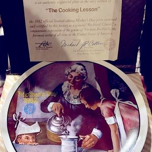 Edwin M Knowles China Co The Cooking Lesson by Norman Rockwell Plate